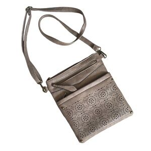 🌺 Boutique Boho Brown Faux Leather Laser Cut Slim Crossbody Bag
